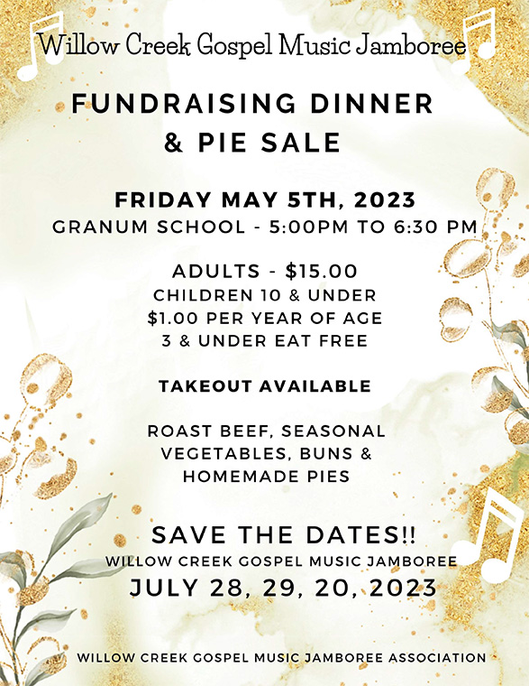 2023 Fundraising Supper & Pie Sale May 5th